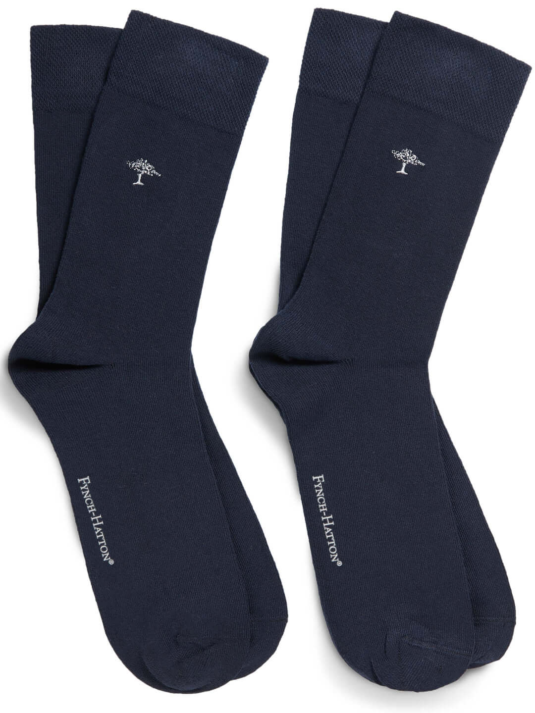 Fynch Hatton 2 Pack Cotton Socks Logo Embroidery - Navy