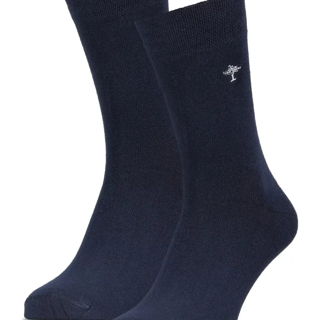 Fynch Hatton 2 Pack Cotton Socks Logo Embroidery - Navy