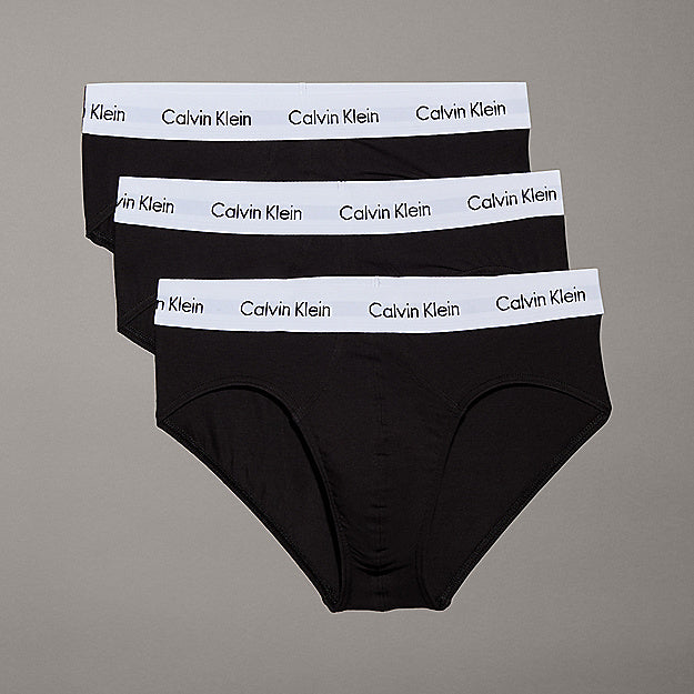 Calvin Klein 3 Pack Cotton Stretch – Hip Briefs ( BLACK )