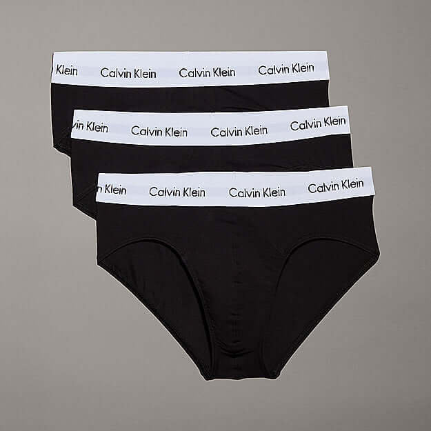 Calvin Klein 3 Pack Cotton Stretch – Hip Briefs ( BLACK )