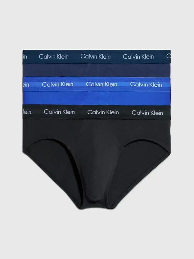 Calvin Klein 3 Pack Cotton Stretch – Hip Briefs ( BLACK / NAVY / BLUE )