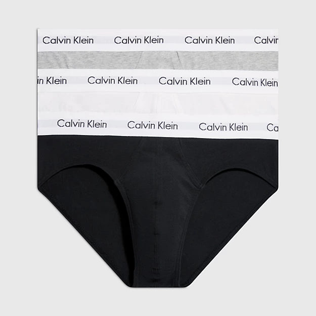 Calvin Klein 3 Pack Cotton Stretch – Hip Briefs ( Black / Grey / White )