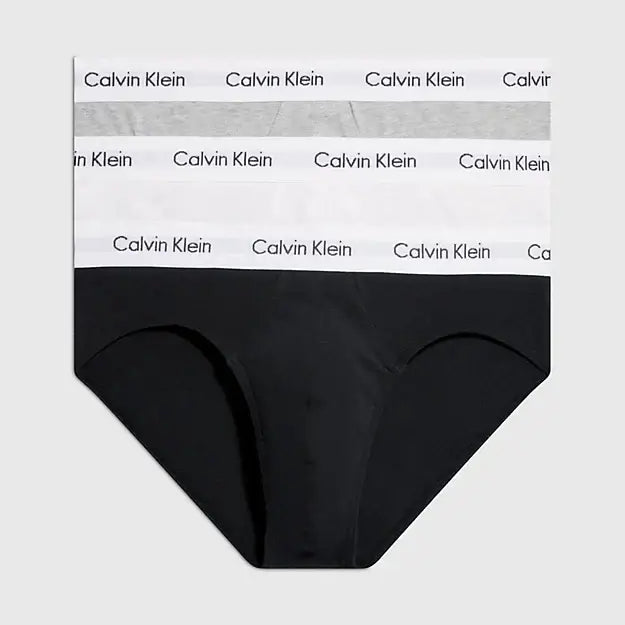 Calvin Klein 3 Pack Cotton Stretch – Hip Briefs ( Black / Grey / White )