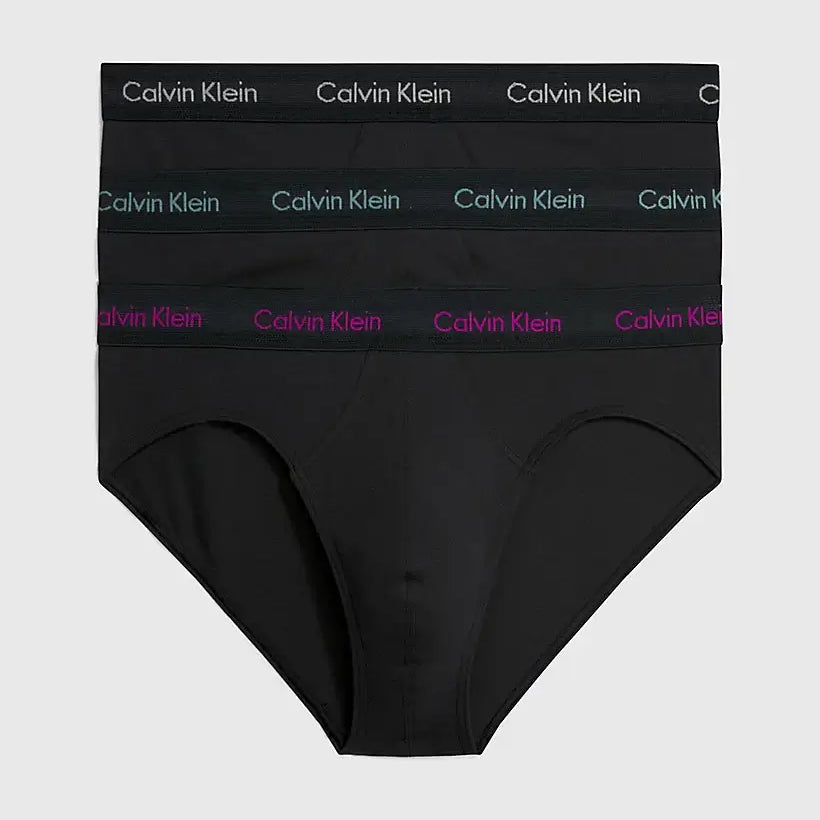 Calvin Klein 3 Pack Cotton Stretch Hip Briefs - Black Multicolour