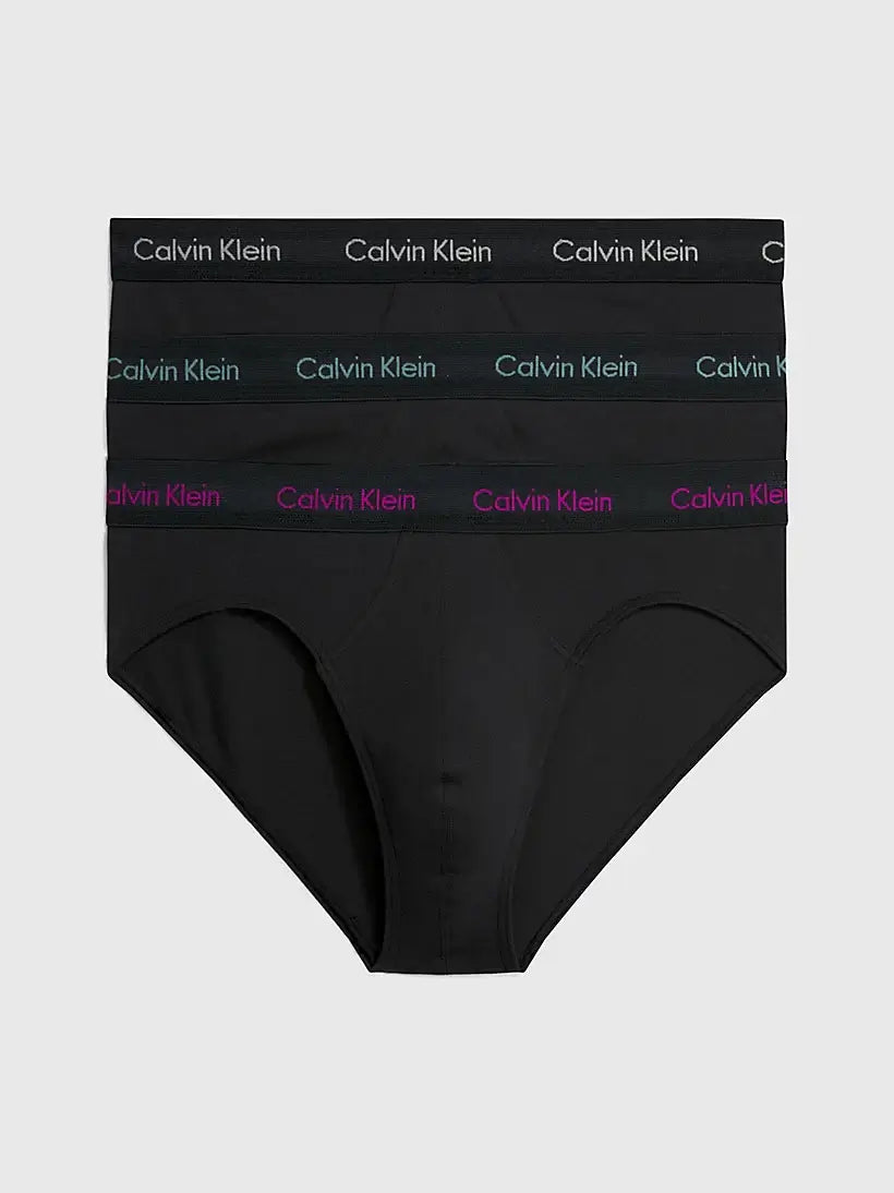 Calvin Klein 3 Pack Cotton Stretch Hip Briefs - Black Multicolour