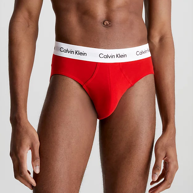 Calvin Klein 3 Pack Cotton Stretch – Hip Briefs ( White / Red / Navy )