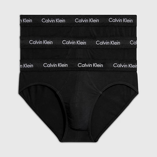 Calvin Klein 3 Pack Cotton Stretch – Hip Briefs ( BLACK / BLACK )