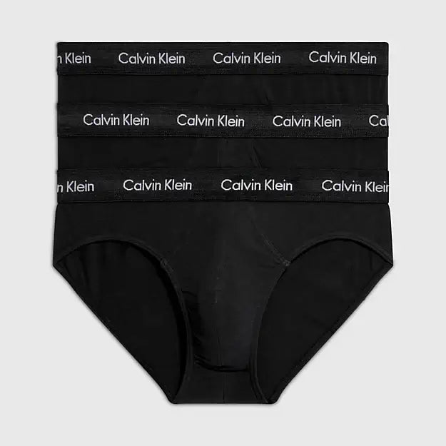 Calvin Klein 3 Pack Cotton Stretch – Hip Briefs ( BLACK / BLACK )