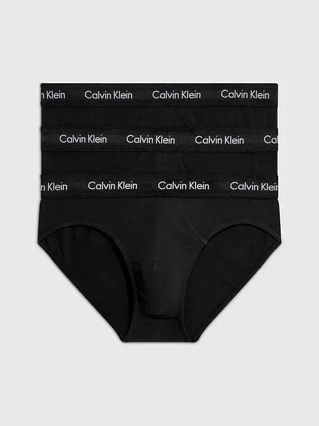 Calvin Klein 3 Pack Cotton Stretch – Hip Briefs ( BLACK / BLACK )