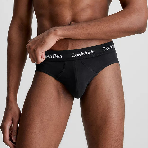 Calvin Klein 3 Pack Cotton Stretch – Hip Briefs ( BLACK / BLACK )