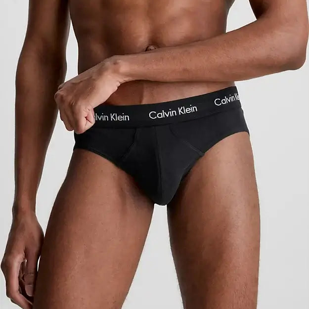 Calvin Klein 3 Pack Cotton Stretch – Hip Briefs ( BLACK / BLACK )