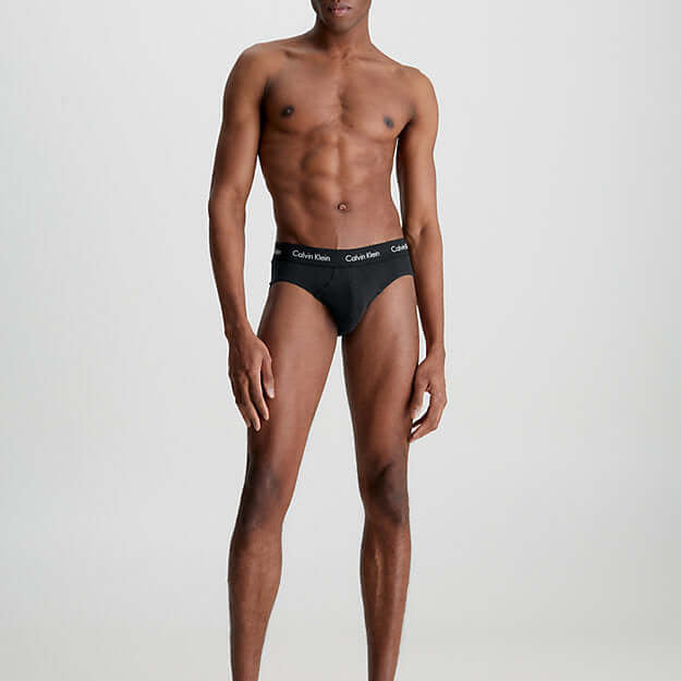 Calvin Klein 3 Pack Cotton Stretch – Hip Briefs ( BLACK / BLACK )