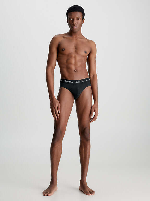 Calvin Klein 3 Pack Cotton Stretch – Hip Briefs ( BLACK / BLACK )