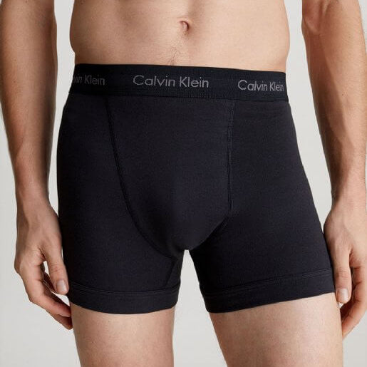 Calvin Klein 3 Pack Cotton Stretch Trunks -Black with Coloured Logos