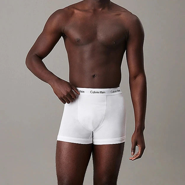 Calvin Klein 3 Pack Cotton Stretch - Normal Rise Trunks ( White / Red / Navy )