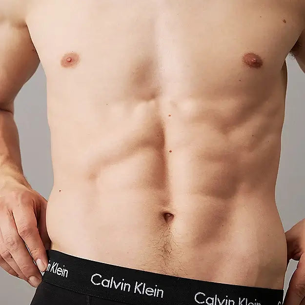 Calvin Klein 3 Pack Cotton Stretch Trunks, B- Black, Shade, Slate Turq Wbs