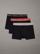 Calvin Klein 3 Pack Cotton Stretch Trunks, Black - Coloured Waistbands