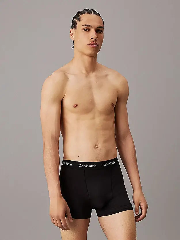 Calvin Klein 3 Pack Cotton Stretch Trunks, Black- Multi