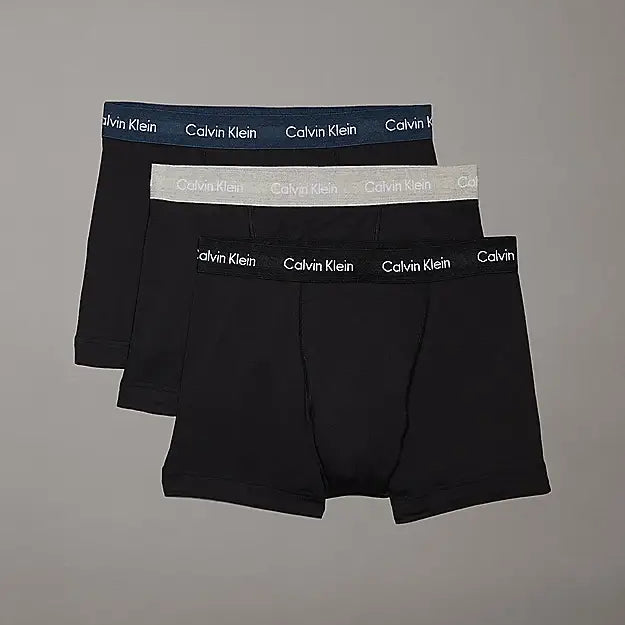 Calvin Klein 3 Pack Cotton Stretch Trunks, Black- Multi