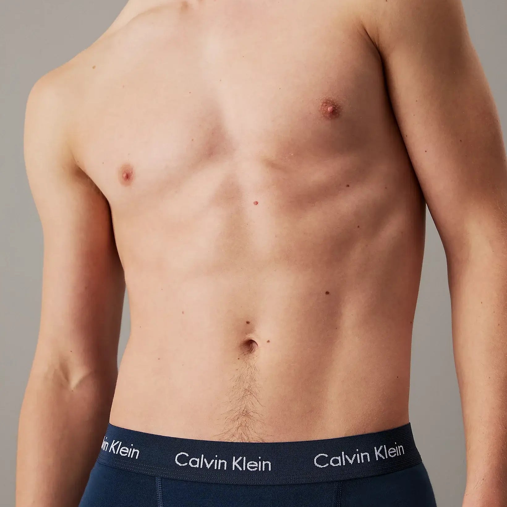 Calvin Klein 3 Pack Cotton Stretch Trunks, Black / Blue / Grey Print