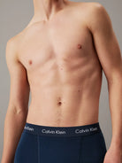 Calvin Klein 3 Pack Cotton Stretch Trunks, Black / Blue / Grey Print