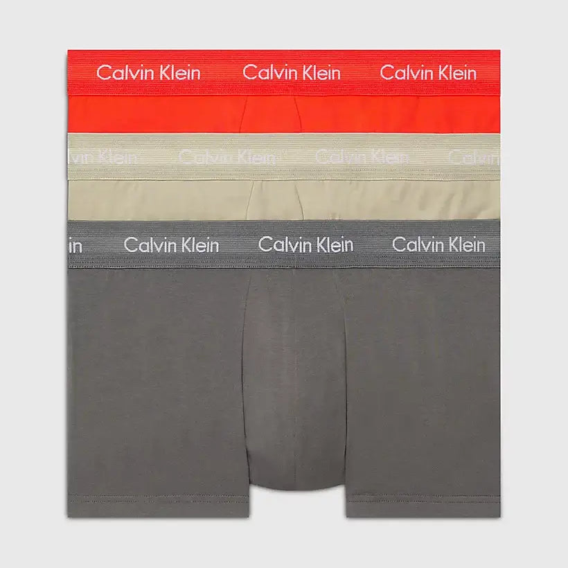 Calvin Klein 3 Pack Low Rise Trunks Cotton Stretch - Cherry Kiss/Eiffle Tower/Moss Gry