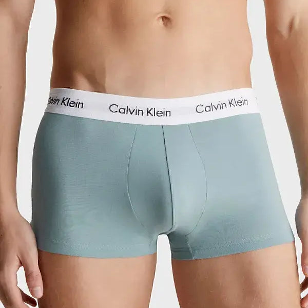 Calvin Klein 3 Pack Low Rise Trunks Cotton Stretch - Blue /Sage