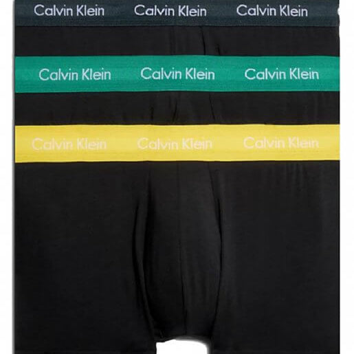 Calvin Klein 3 Pack Low Rise Trunks - Black (Charcoal Heather/Yellow/Green)