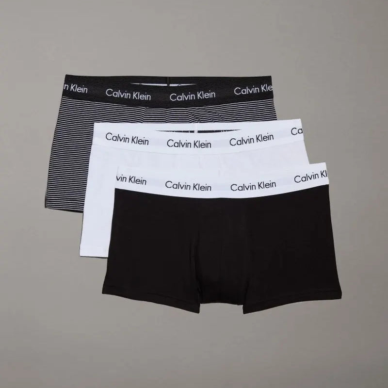 Calvin Klein 3 Pack Low Rise Trunks - White/Stripe/Black