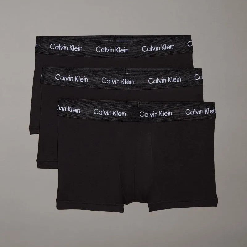 Calvin Klein Men's 3 Pack Cotton Stretch Low Rise Trunks – Black / Black