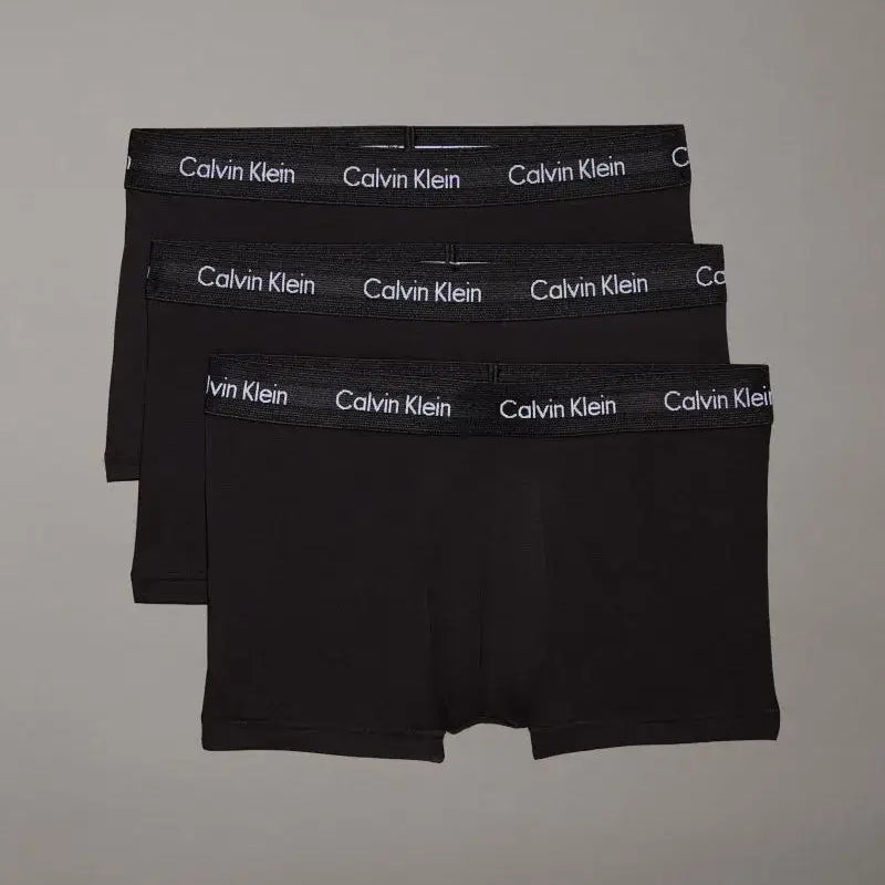 Calvin Klein Men's 3 Pack Cotton Stretch Low Rise Trunks – Black / Black