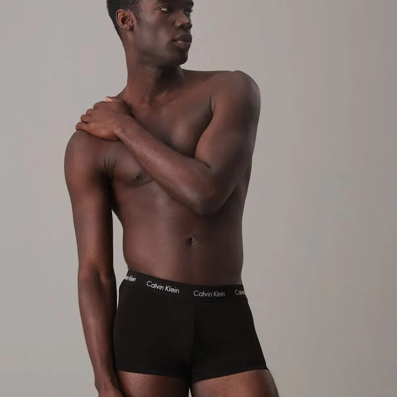 Calvin Klein Men's 3 Pack Cotton Stretch Low Rise Trunks – Black / Black