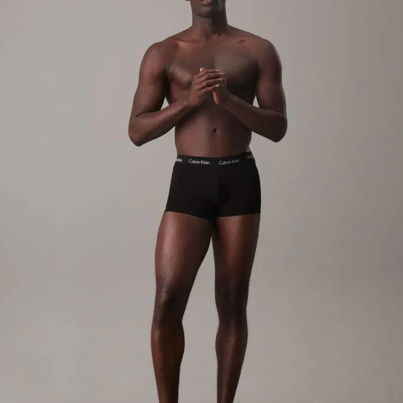 Calvin Klein Men's 3 Pack Cotton Stretch Low Rise Trunks – Black / Black