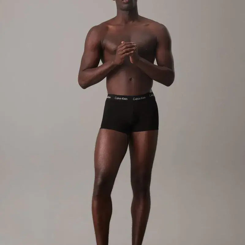 Calvin Klein Men's 3 Pack Cotton Stretch Low Rise Trunks – Black / Black