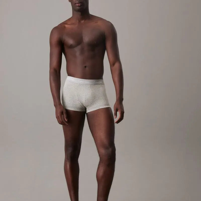 Calvin Klein 3 Pack Cotton Stretch – Low Rise Trunks - Black/Grey Heather/Subdued Logo