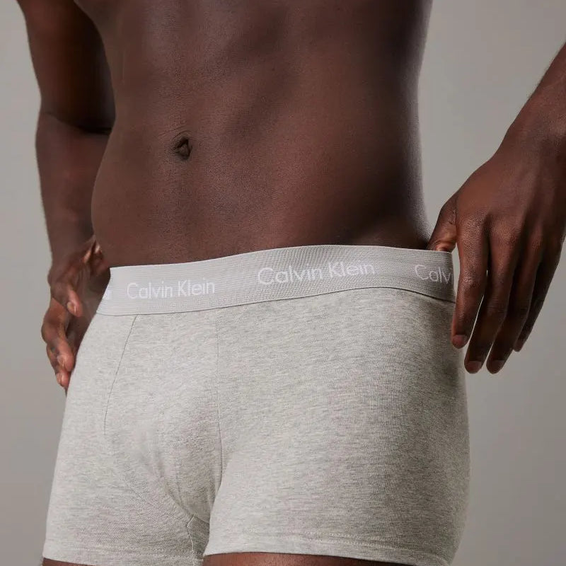 Calvin Klein 3 Pack Cotton Stretch – Low Rise Trunks - Black/Grey Heather/Subdued Logo