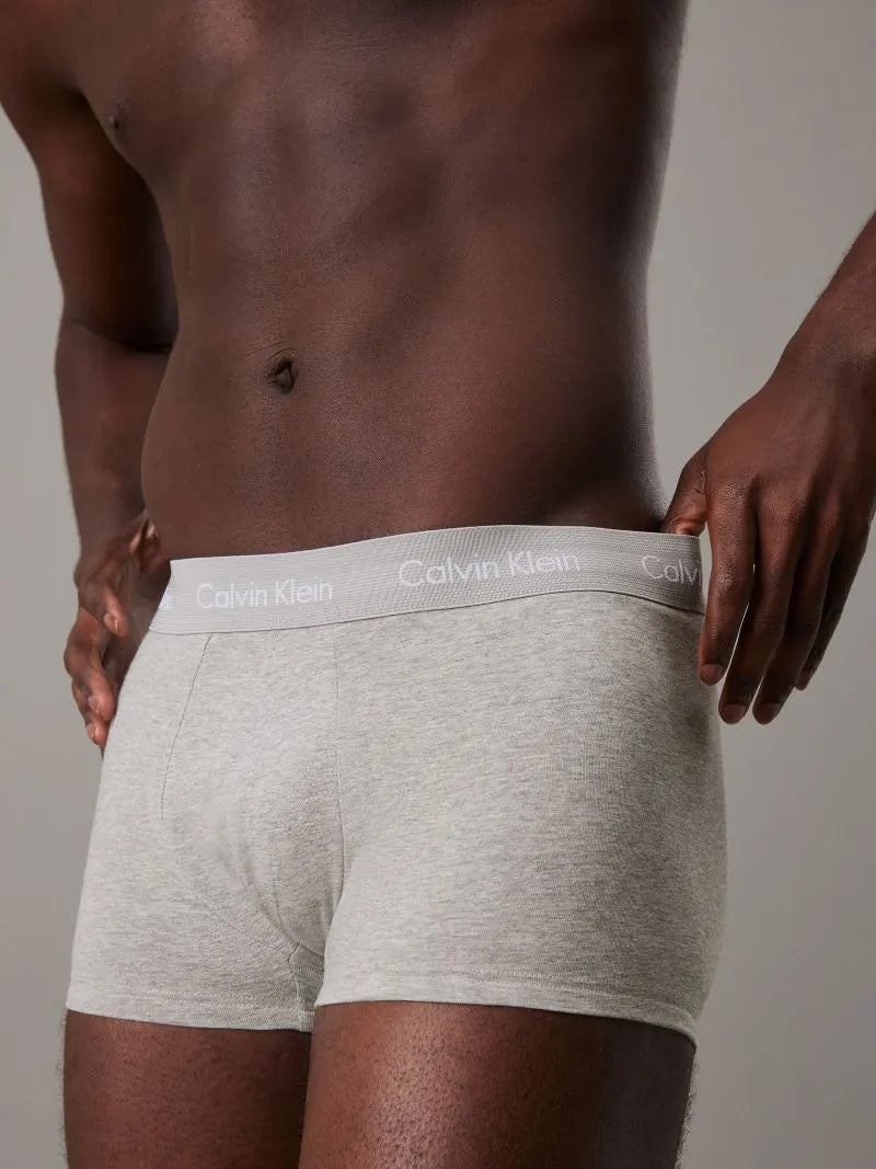 Calvin Klein 3 Pack Cotton Stretch – Low Rise Trunks - Black/Grey Heather/Subdued Logo