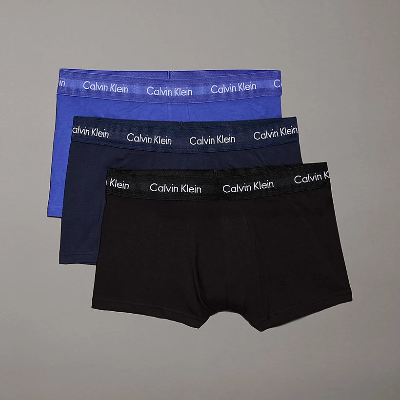 Calvin Klein 3 Pack Cotton Stretch –Low Rise Trunks ( Blue / Navy / Black )