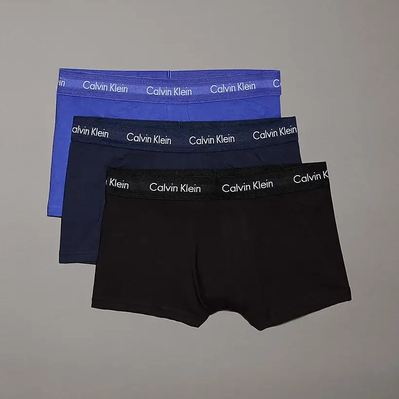 Calvin Klein 3 Pack Cotton Stretch –Low Rise Trunks ( Blue / Navy / Black )