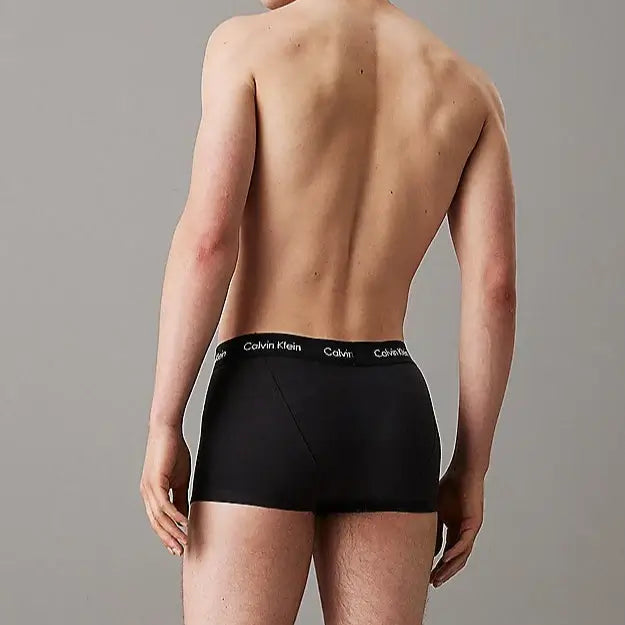 Calvin Klein 3 Pack Low Rise Trunks Cotton Stretch - Black, Hemisphere Blue, Ash
