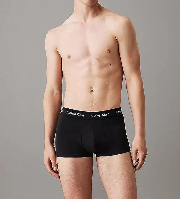 Calvin Klein 3 Pack Low Rise Trunks Cotton Stretch - Black, Hemisphere Blue, Ash