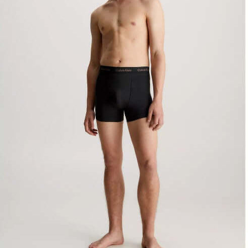 Calvin Klein 3 Pack Cotton Stretch Trunks -B- Marron, Skyway, Navy Logos