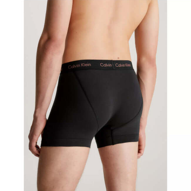 Calvin Klein 3 Pack Cotton Stretch Trunks -B- Marron, Skyway, Navy Logos