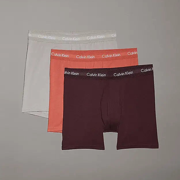 Calvin Klein 3 Pack Boxer Briefs Cotton Stretch - Rock Ridge, Fudge, Bruschetta