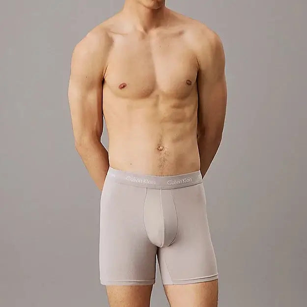 Calvin Klein 3 Pack Boxer Briefs Cotton Stretch - Black/Hemisphere Blue/Ash