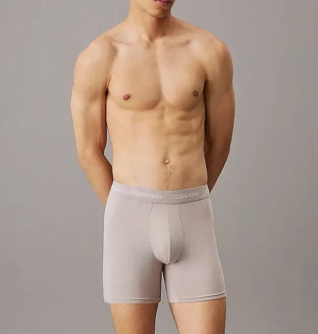 Calvin Klein 3 Pack Boxer Briefs Cotton Stretch - Black/Hemisphere Blue/Ash