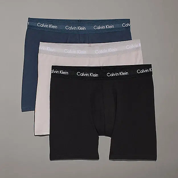 Calvin Klein 3 Pack Boxer Briefs Cotton Stretch - Black/Hemisphere Blue/Ash