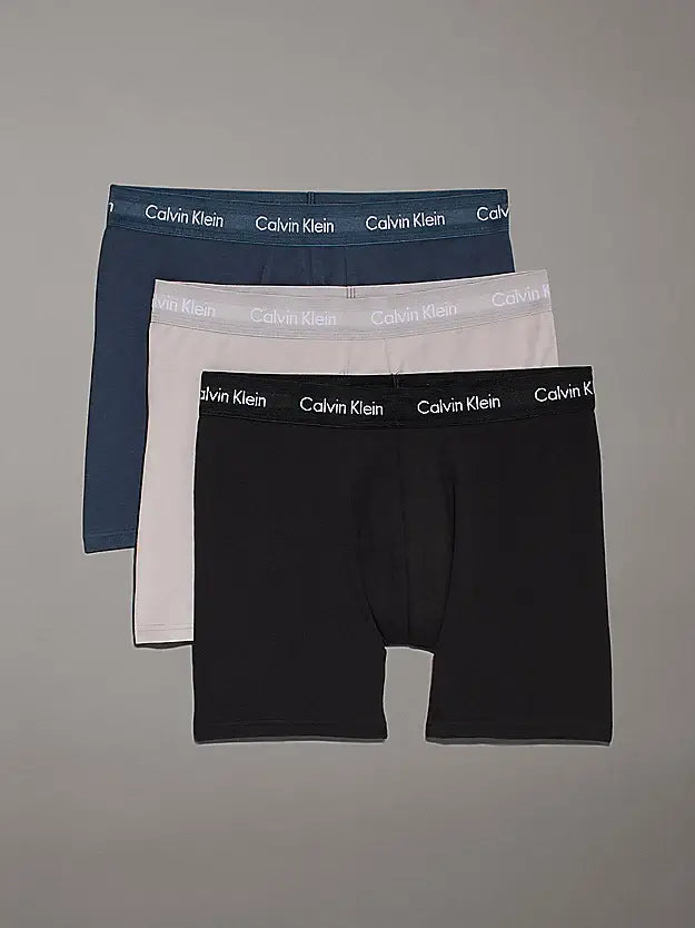Calvin Klein 3 Pack Boxer Briefs Cotton Stretch - Black/Hemisphere Blue/Ash