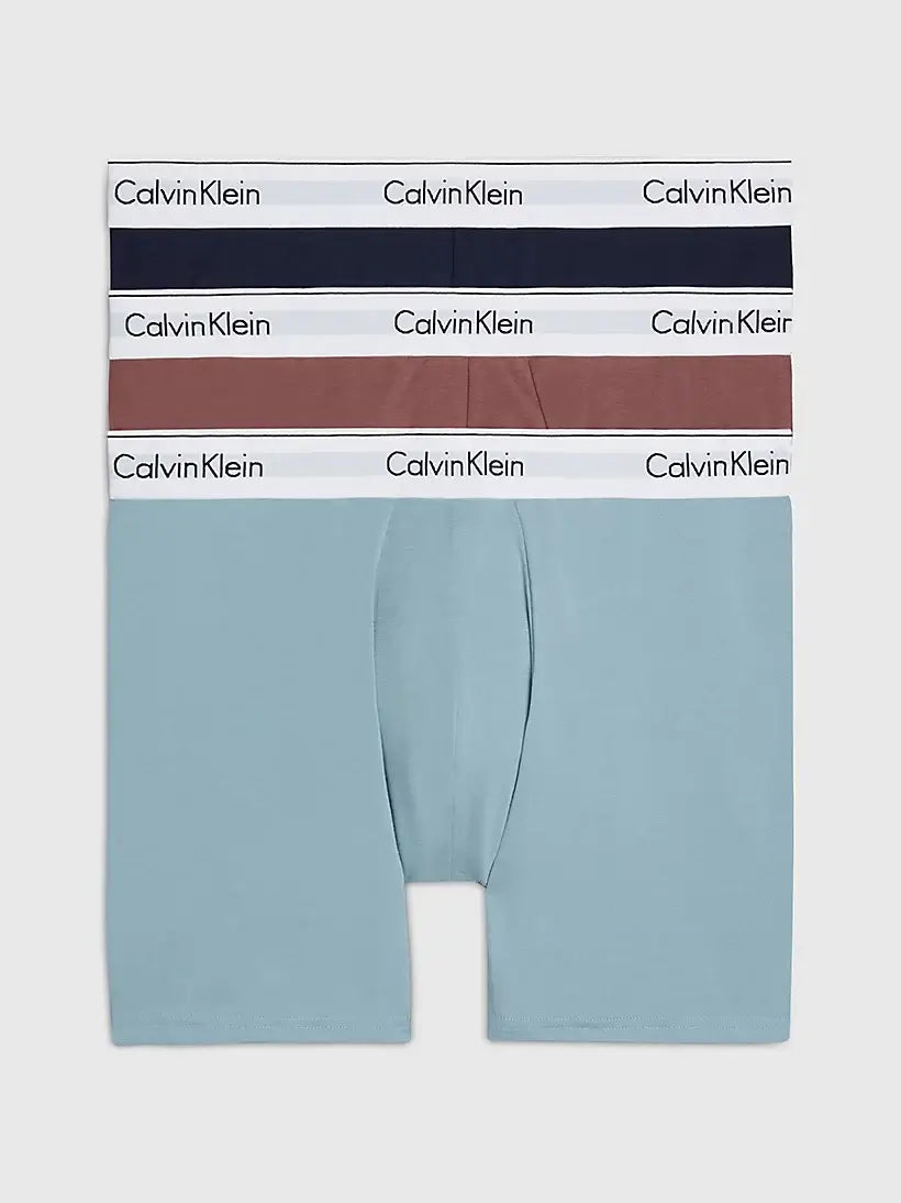 Calvin Klein 3 Pack Modern Cotton Boxer Briefs - Capri Rose / Blue / Arona