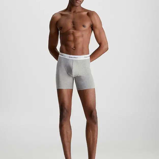 Calvin Klein 3 Pack Boxer Briefs - Modern Cotton ( White/Black/Heather )